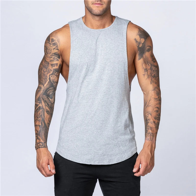 Camiseta Sin Mangas de Algodón para Hombre – Gym y Fitness