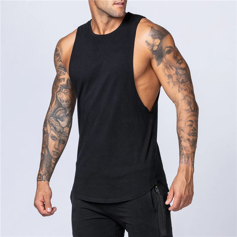 Camiseta Sin Mangas de Algodón para Hombre – Gym y Fitness